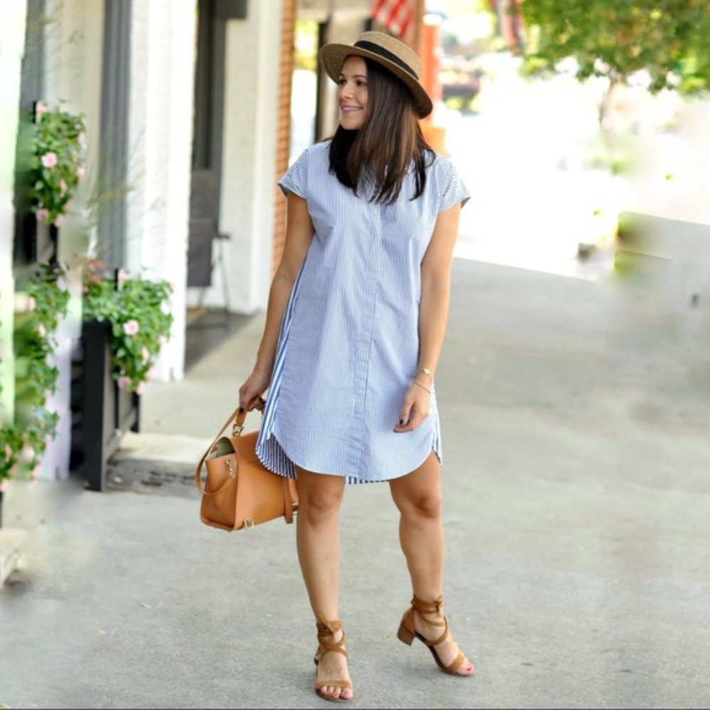 MADEWELL PINSTRIPE SHIRT DRESS